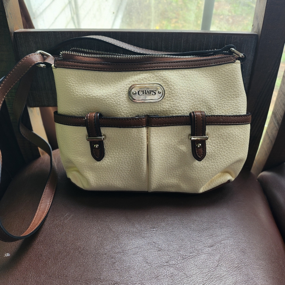 CHAPS Cream and Brown Crossbody Bag